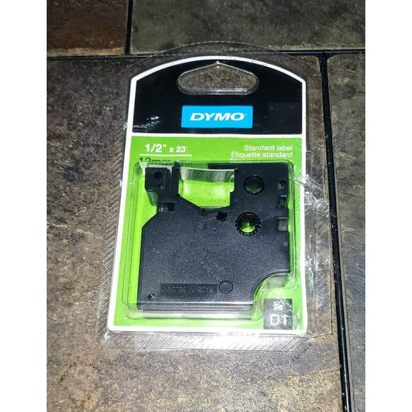 Dymo D1 Standard Labelling Tape 12mm x 7m‎ - White on Black - Picture 1 of 2